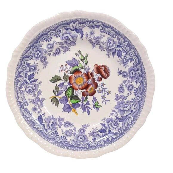 Spode Mayflower Periwinkle Lavender Salad Plate 7 3/4" Painted Rose Transferware - Picture 1 of 8